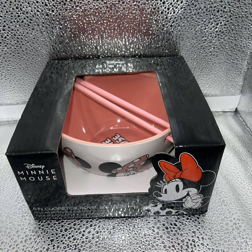Disney Minnie Mouse 6” Chopstick Bowl (20 Oz). Pink Inside. Polka Dot Bowl. NIB